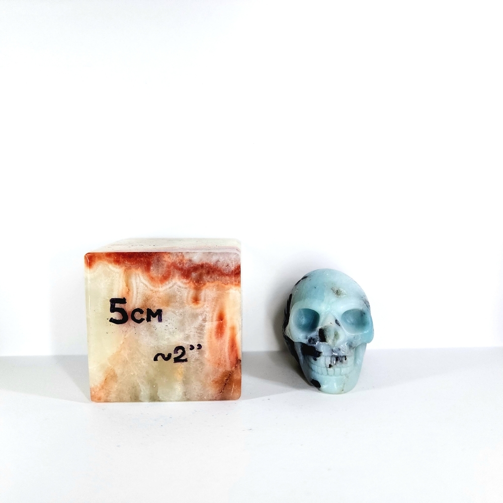 Amazonite Carved Crystal Skull - Picture 3 of 4